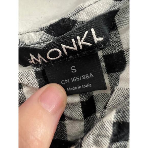 MONKI Gingham black and white Loose Fit Smock Midi Dress, size Small - Picture 5 of 5